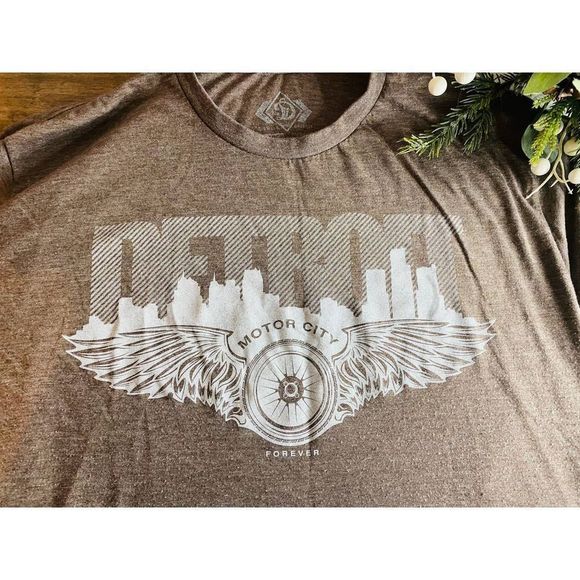 Detroit Big D Motor City Soft T-shirt X Large Mens Brown - Picture 1 of 3